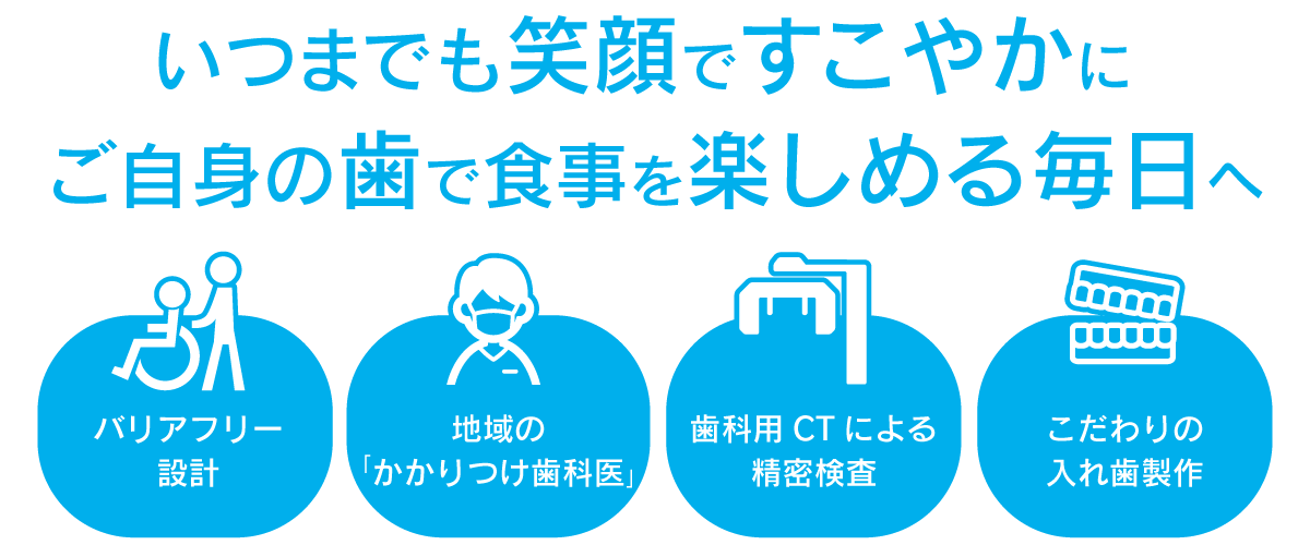 いつまでも笑顔ですこやかに ご自身の歯で食事を楽しめる毎日へ